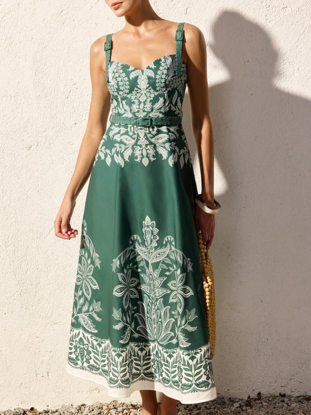 Baroque Floral Print Belted Cami Maxi Dress - Picture 3 of 4